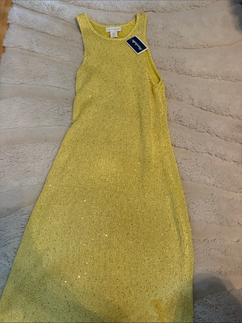House of Harlow 1960 Sparkling Chartreuse Knit Maxi Dress